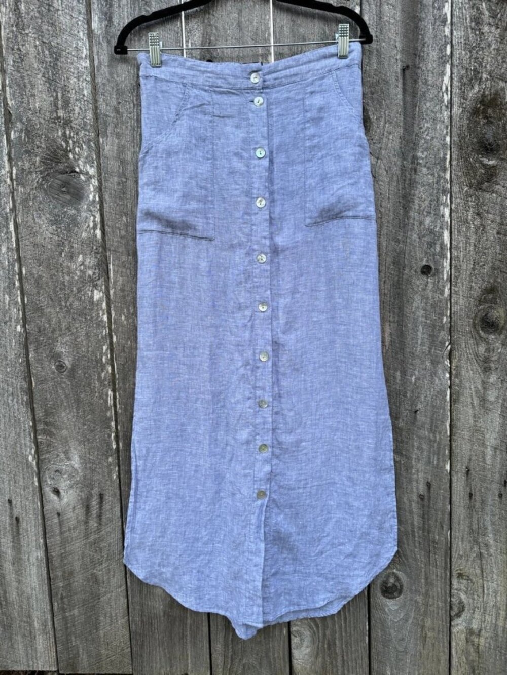 Tahari Light Blue Button-Front Midi Skirt